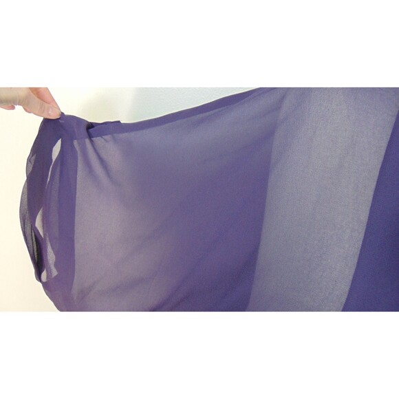 Womens Plus Size 26/28 Purple Sheer Chiffon Tunic Blouse 3/4 Sleeve Flowy Top - Picture 5 of 7
